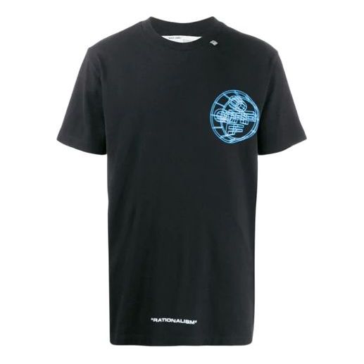 Men's OFF-WHITE Logo Printing Short Sleeve Black T-Shirt OMAA027R201850031088 T-shirts - KICKSCREW
