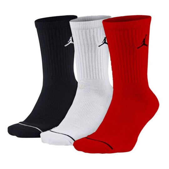 Air Jordan Solid Color Embroidered Athletic Socks Unisex 3 Pairs Black