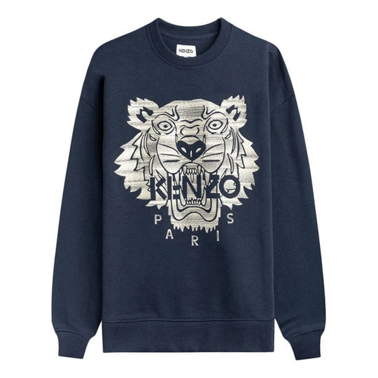 Men's KENZO TIGER Embroidered Printing Navy Blue FA65SW1154XF-76