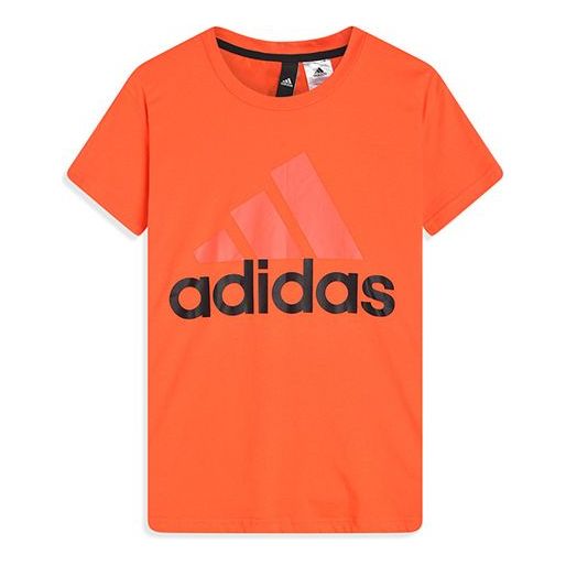 (WMNS) adidas Classic Large logo Printing Short Sleeve Orange Red S97218