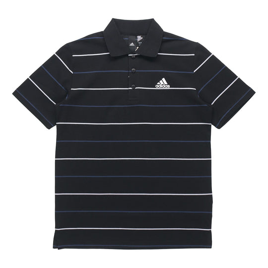 adidas Fi Polo Yarndye Striped Sports Short-sleeved Polo Shirt Men's Black GP1009