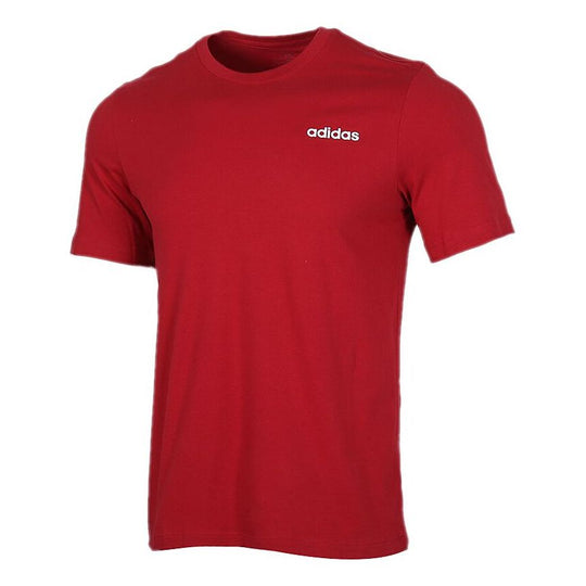 adidas neo Logo Running Sports Round Neck Breathable Short Sleeve Red EI9780