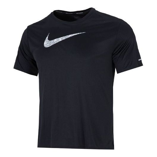 Nike Dri-FIT Wild Run Miler Casual Breathable Running Solid Color Reflective Sports Short Sleeve Black DM4816-010