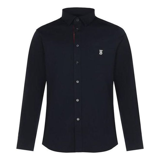 Burberry SS21 Logo Cotton Long Sleeve Shirt Men's Blue 80430621