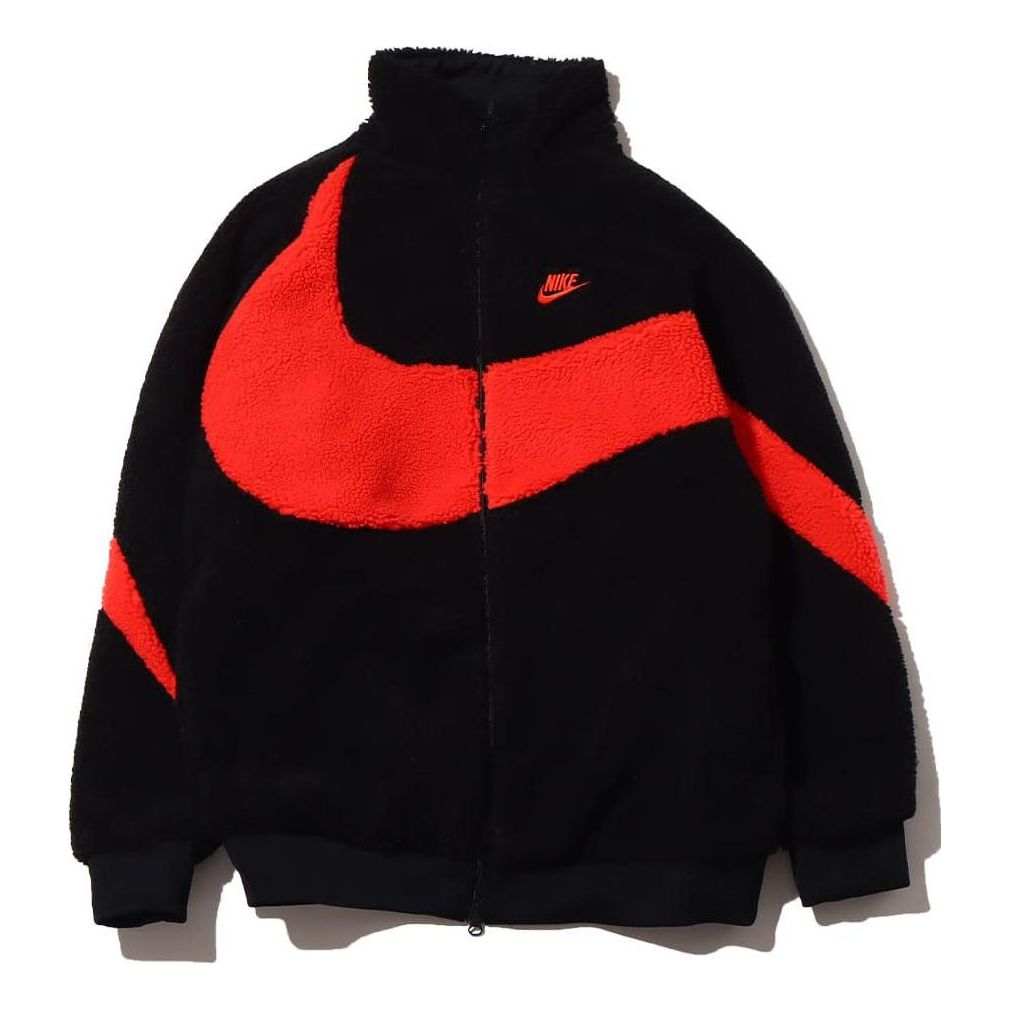 Nike Sportswear Swoosh Logo Embroidered Reversible Sherpa Fleece Black ...