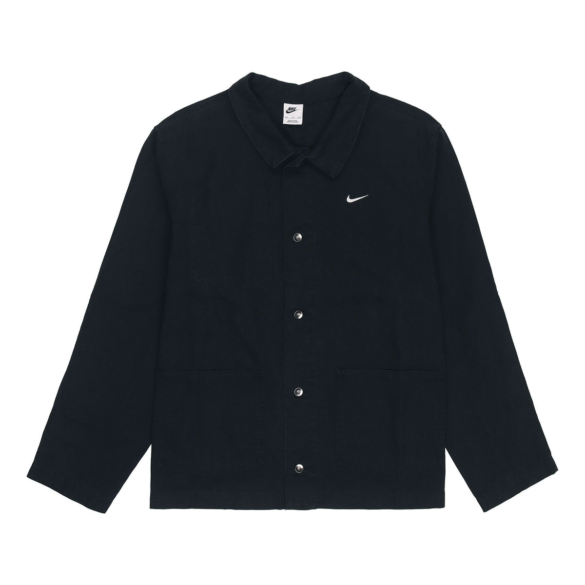 Men's Nike Solid Color Logo Lapel Casual Long Sleeves Autumn Black Jac ...