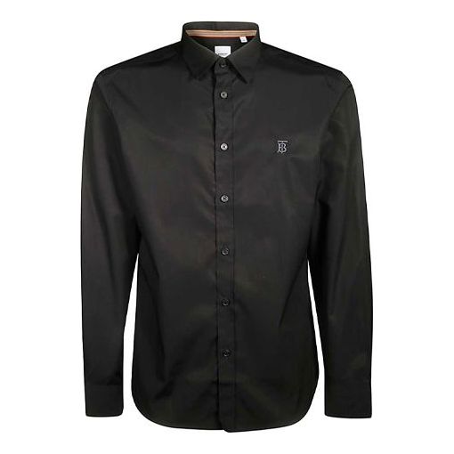 Men's Burberry TB Pattern Elastic Long Sleeves Shirt Black 80175471 ...