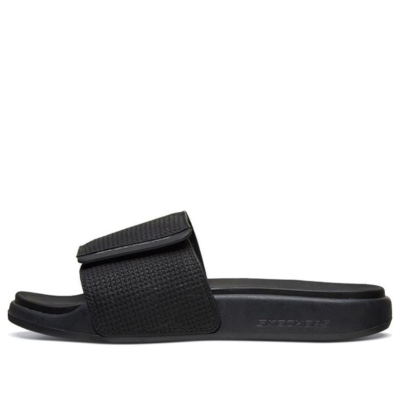 Skechers Velcro Flat Heel Sports Slippers Black 51729-BBK - KICKS CREW