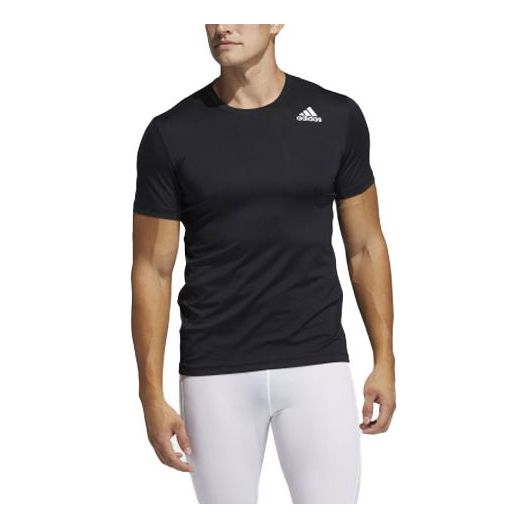 Men's adidas Round Neck Logo Printing Short Sleeve Black T-Shirt HB1450