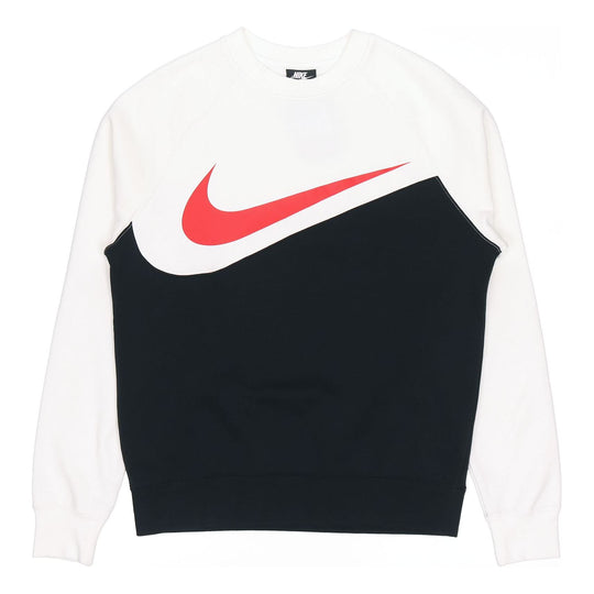 Nike Sportswear Swoosh Casual Round Neck Pullover Sports Black White C ...