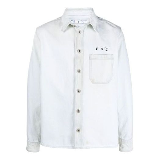 OFF-WHITE SS21 Arrow Logo Denim Jacket Version White OMYD027S21DEN0010125