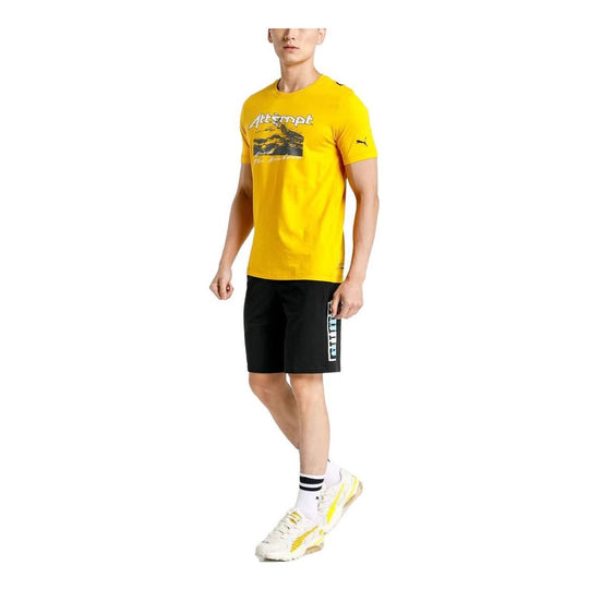 PUMA x Attempt Crossover Casual Short Sleeve Couple Style Gold Color 598194-25
