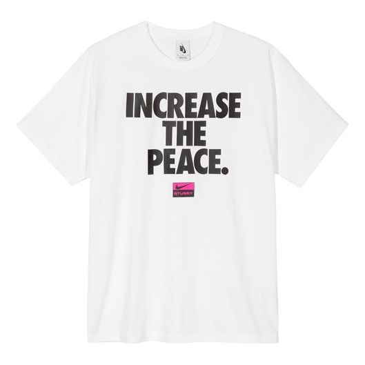 Nike x Stussy Increase the Peace T-Shirt Crossover Printing Short Sleeve  White CU9252-100