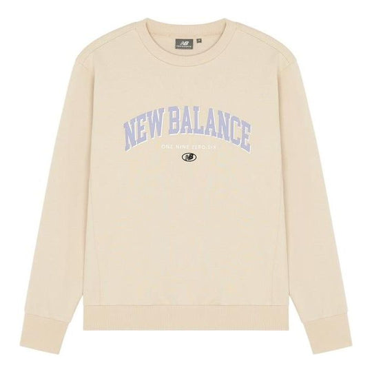 New Balance Logo Printing Round Neck Pullover Couple Style Creamy White 5CC17083-BEI