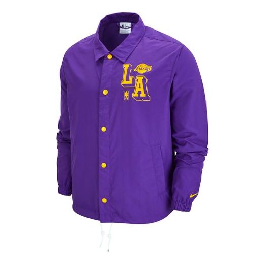 Nike NBA Courtside Los Angeles Lakers Alphabet Logo Printing Coach Jacket Purple DB1440-504