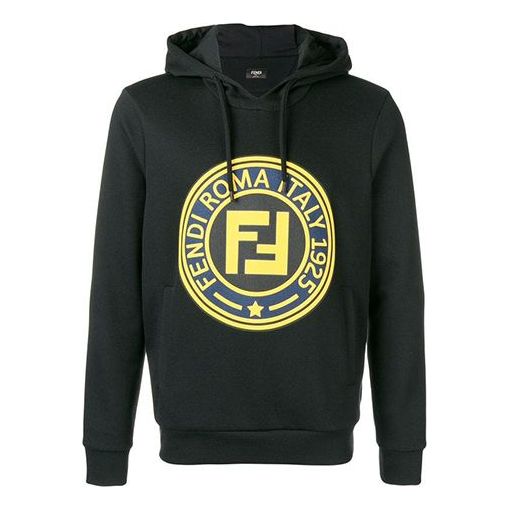 Men's FENDI FF Yellow Alphabet Logo Black FY0870-A4P3-F0QA1
