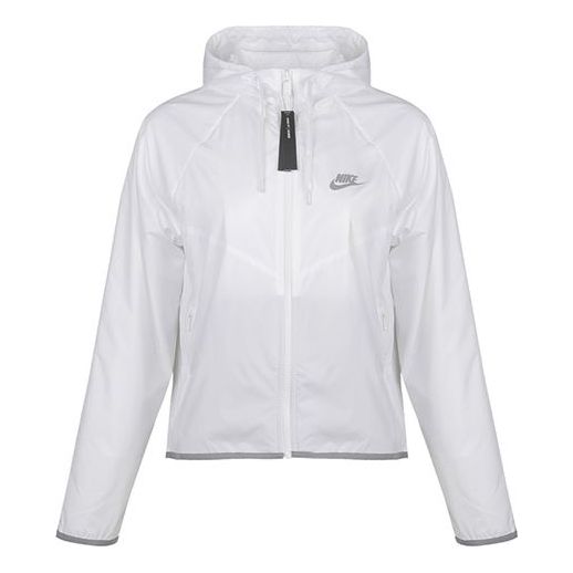 (WMNS) Nike Sportswear Windrunner Sports Splice Zipper With Cap Waterproof Jacket White BV3940-100
