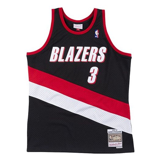 Mitchell & Ness NBA Basketball Jersey 'Black Red White' SMJYEL18026-PTBBLCK99DSD