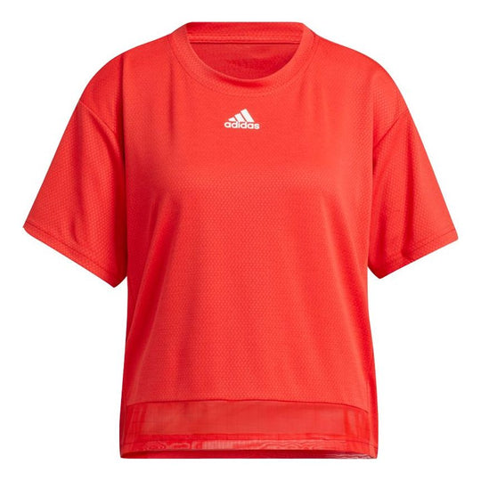 (WMNS) adidas Heat.rdy Mesh Training Sports Short Sleeve Red H50825