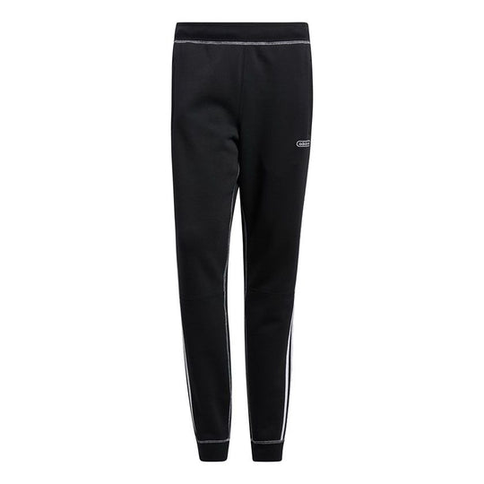 adidas originals Cntrst Stitch S Contrasting Colors Fleece Lined Stay Warm Bundle Feet Sports Pants Black GN3888