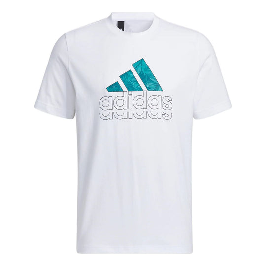 adidas Alphabet Logo Printing Athleisure Casual Sports Round Neck Short Sleeve White HE9911
