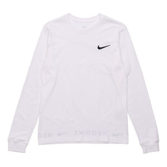 Nike Sportswear Back Logo Swoosh Crew-neck Long Sleeve 'White' DA0336-100