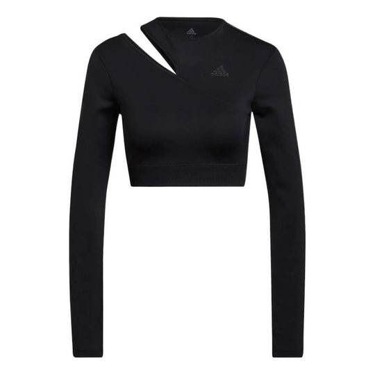adidas Solid Color Sports Gym Long Sleeves Black HM3179