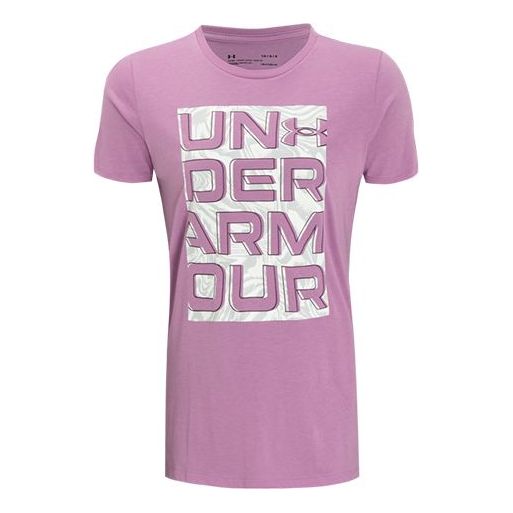 (WMNS) Under Armour Chest Logo Sports Short Sleeve Purple 1357414-537