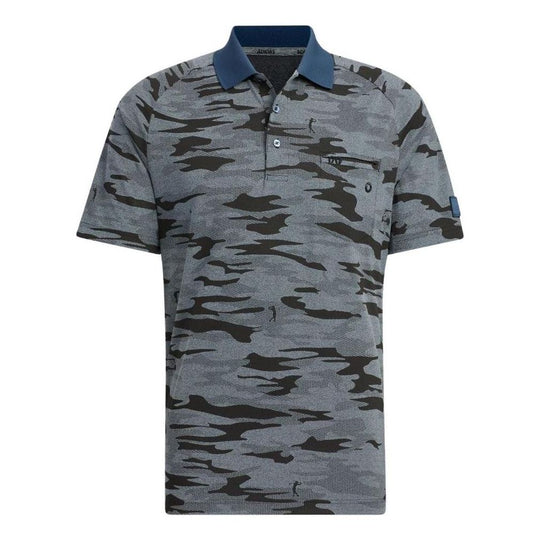 Men's adidas Camouflage Jacquard Short Sleeve Gray Polo Shirt HG3244