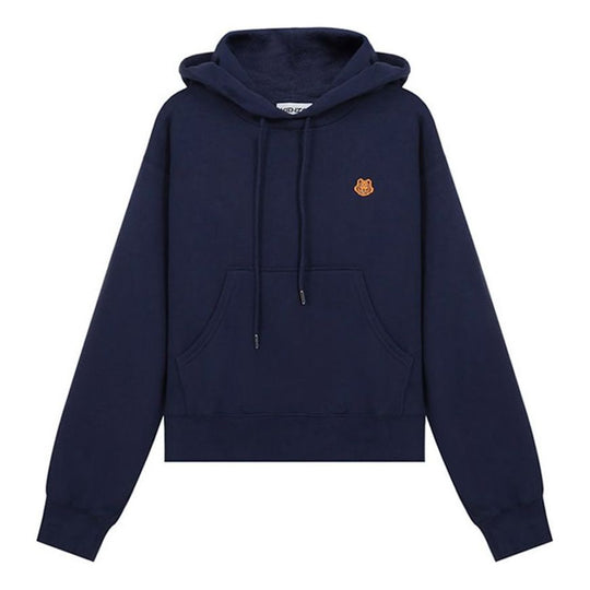 KENZO SS21 Small Tiger Head Embroidered Loose Version Hoodie Navy Blue FB52SW7774ML-76