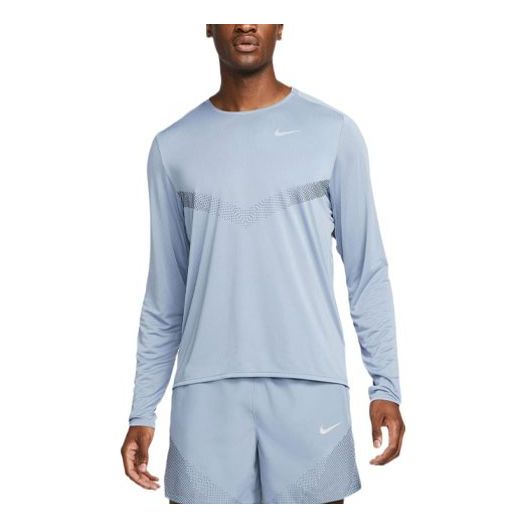 Men's Nike Sports Fitness Training Running Casual Long Sleeves Blue T-Shirt DD6022-493