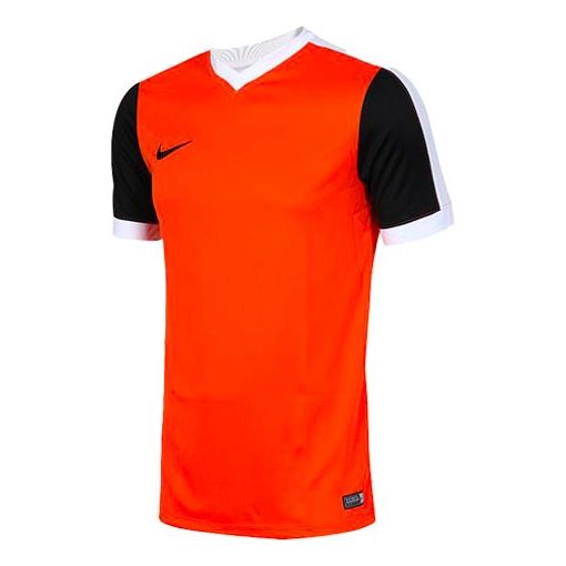 Nike Colorblock V neck Breathable Sweat-Wicking Quick Dry Soccer/Football Short Sleeve Orange Red Orangered 725892-815