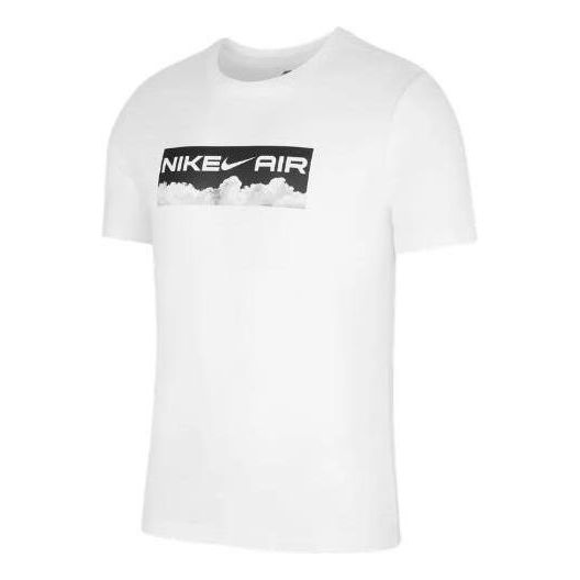 Men's Nike Alphabet Logo Printing Round Neck Pullover Short Sleeve Whi ...
