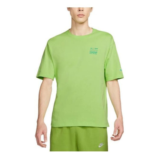 Men's Nike Logo Pattern Printing Round Neck Short Sleeve Green T-Shirt DX3514-360