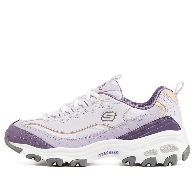 WMNS) Skechers D'Lites 1.0 Low-Top Shoes White/Purple 13143-L - KICKS CREW