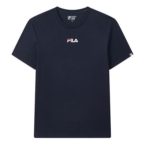 Men's FILA Love Printing Embroidered Logo Short Sleeve Blue T-Shirt F61M028103F-BU T-shirts - KICKSCREW