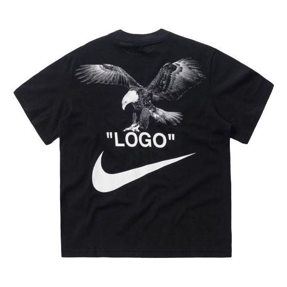 Nike x OFF-WHITE Crop Eagle Logo Printing Short Sleeve Black AJ2239-01 ...