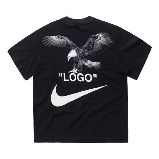 Nike x OFF-WHITE Crop Eagle Logo Printing Short Sleeve Black AJ2239-01 -