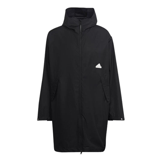 Men's adidas Logo Solid Color Hooded Jacket Windbreaker Black HG2075 ...