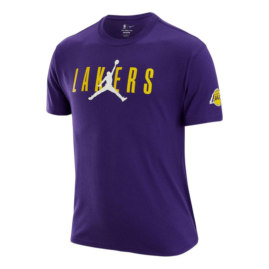 Jordan Los Angeles Lakers Alphabet Printing Round Neck Short Sleeve Purple DA6513-547