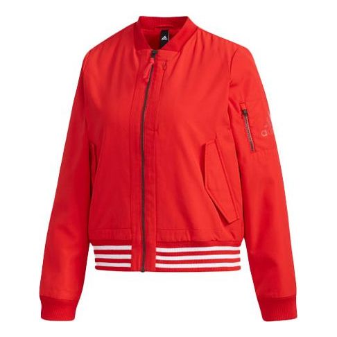 (WMNS) adidas WV 3S Zipper Casual Sports Woven Jacket Red FI9270