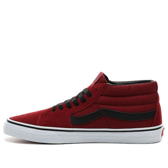 Vans SK8-Mid Mid-Top Retro Skate Shoes Unisex Black Red VN0A3WM31K4