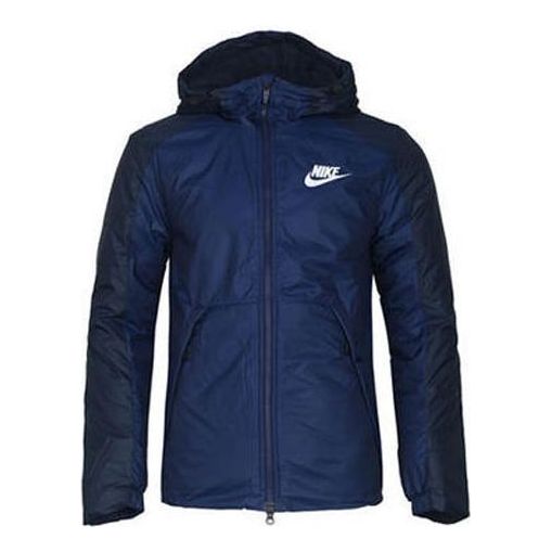 Men's Nike Sportswear logo Casual Sports Windproof Hooded Padded Clothes Navy Blue Jacket 861789-429 Padded Clothes - KICKSCREW