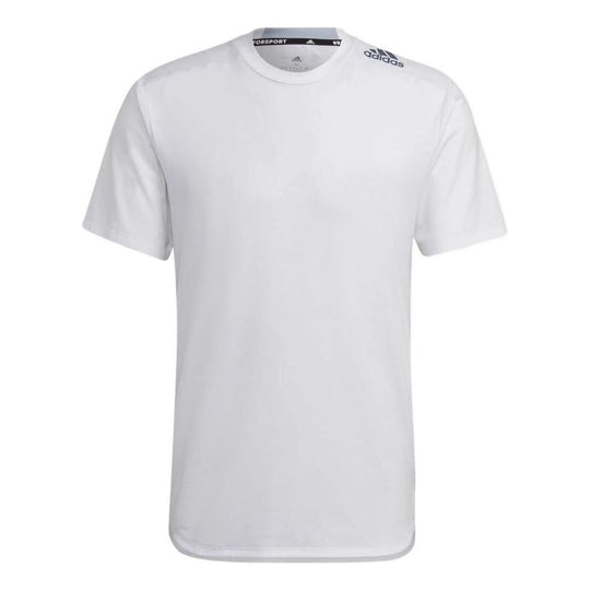 adidas Solid Color Sports Logo Casual Round Neck Short Sleeve White HA6363