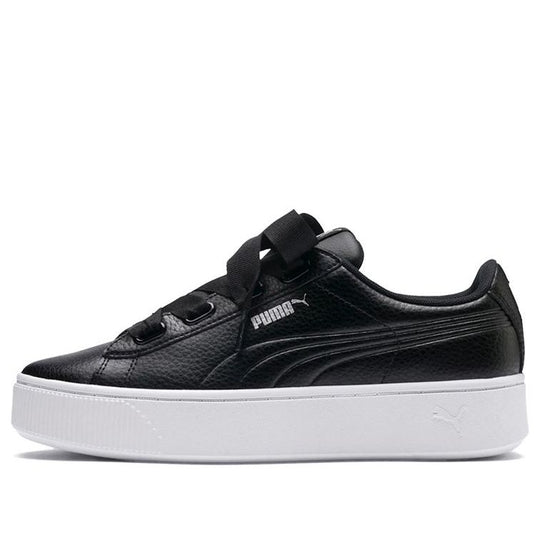 WMNS) PUMA Vikky Stacked Ribbon Core Sneakers Black/White 369112-01 - CREW