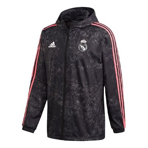 adidas Real Madrid Soccer/Football Sports Hooded Jacket Black GH9999
