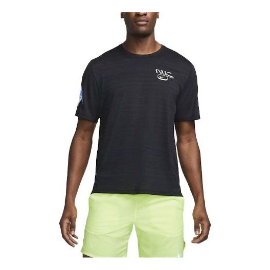 Men's Nike Quick Dry Alphabet Round Neck Short Sleeve Black T-Shirt DN7509-010