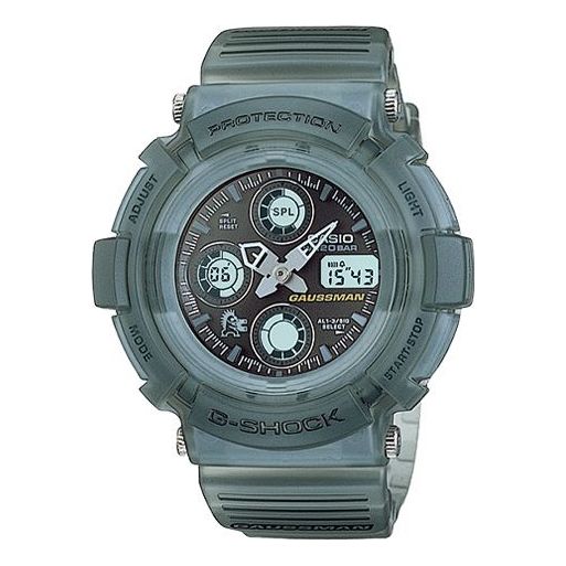 Men's CASIO G Shock GAUSSMAN Antimagnetic Waterproof Circular Dial Watch Resin Strap Analog Mens Gray Analog/Digital Combo AW-570MS-8T Watches - KICKSCREW