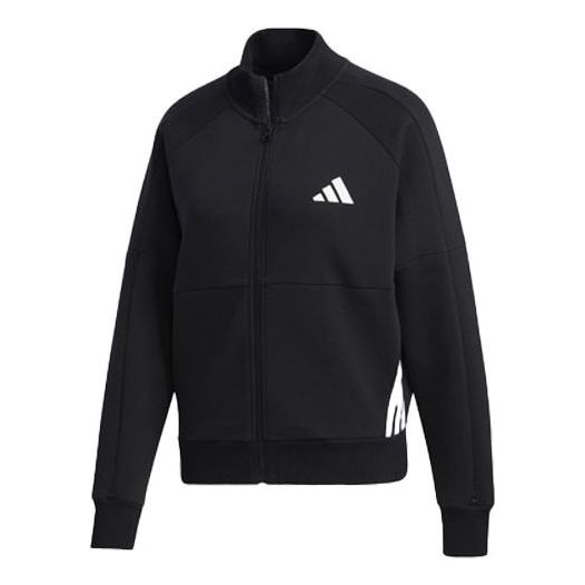 (WMNS) adidas Logo Sports Stylish Stand Collar Jacket Black GF0160