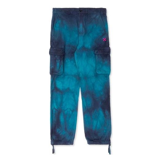 Men's OFF-WHITE Tie Dye Cargo Pocket Casual Long Pants/Trousers Blue OMCF012R20A660013900 Casual Pants - KICKSCREW